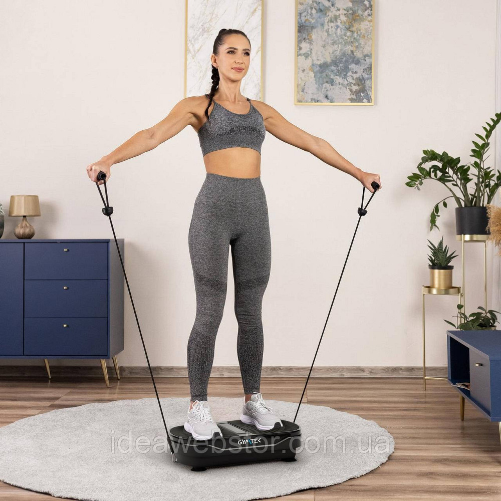 Виброплатформа Gymtek XP300 черная для дома до 150 кг с пультом и эспандерами тренажер для похудения фитнеса и массажа Киев - изображение 12