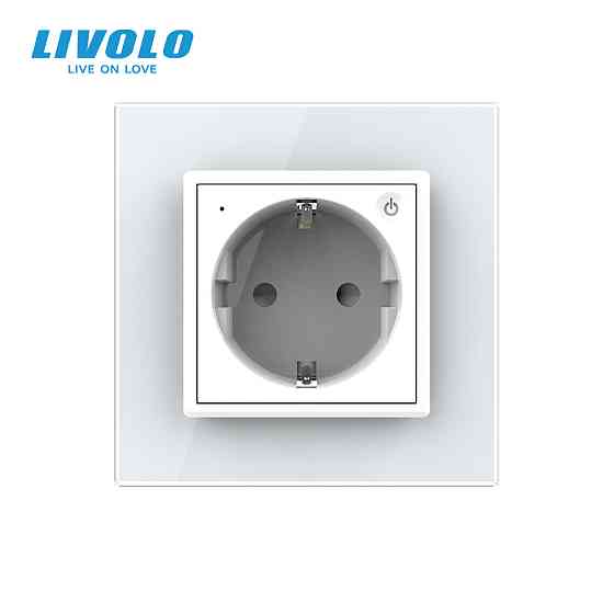 Радіокерована (дистанційна) розетка з пультом LIVOLO, біла, з заземленням та захисними шторками, керування зі смартфона, Alexa, Google Home, 16А 230В  Коломия