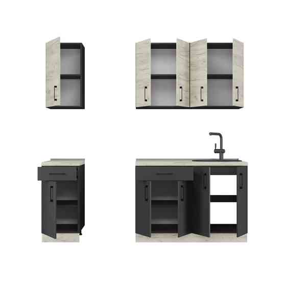 Кухня модульна Еверест Оптіма набір №4 Дуб крафт білий+Антрацит 2,2 м (без стільниці) (DTM-5704) Львів