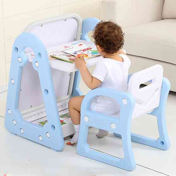 Парта-мольберт з кріслом для дітей inSPORTline Gacino, блакитно-біла Київ