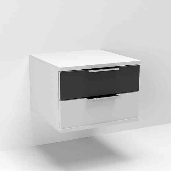 Тумба навесная прикроватная Кристалл, Белый/Антрацит, 400/400/290 Львов