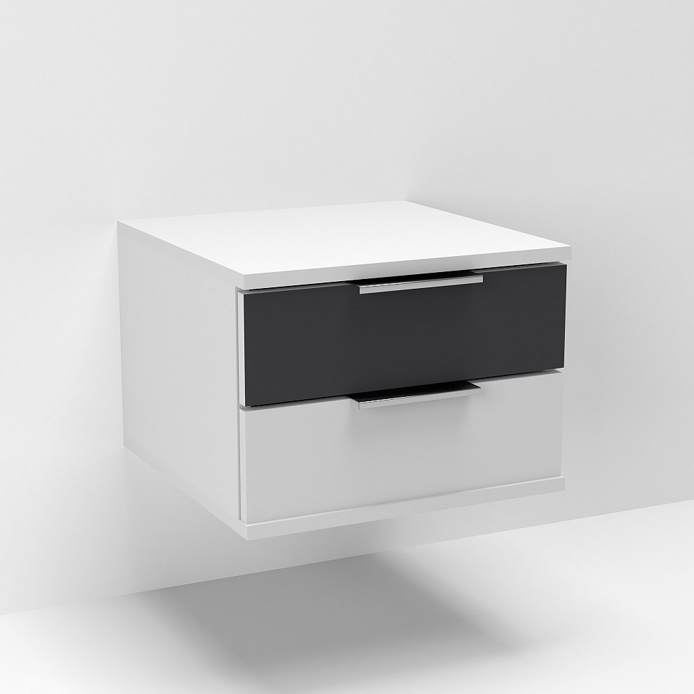 Тумба навесная прикроватная Кристалл, Белый/Антрацит, 400/400/290 Львов - изображение 2