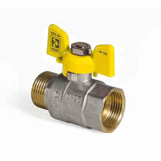 Кран кульовий KOER KR.218.G - 1" FM ГШМ YELLOW, ручка "метелик" жовта (KR0096)   ( 27088 ) Харків