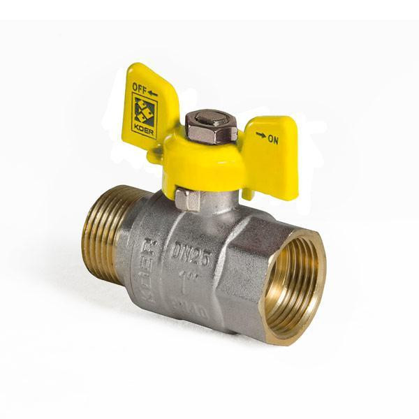 Кран кульовий KOER KR.218.G - 1" FM ГШМ YELLOW, ручка "метелик" жовта (KR0096)   ( 27088 ) Харків - фото 3