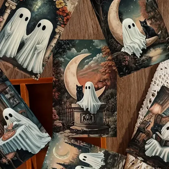 Набор открыток «Призраки и тыквы» – 10 штук, случайный выбор Киев