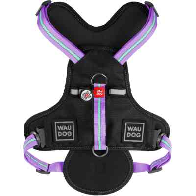 Шлея для собак WAUDOG Nylon безпечна з QR паспортом L фіолетова (52509) Вінниця