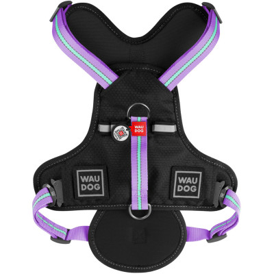 Шлей для собак WAUDOG Nylon безопасна с QR паспортом L фиолетовая (52509) Винница - изображение 2