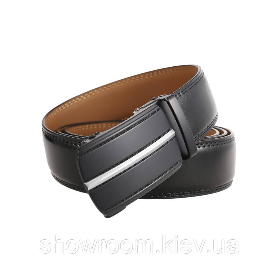 Мужской кожаный ремень с пряжкой автомат Leather Collection (7812) Киев - изображение 1