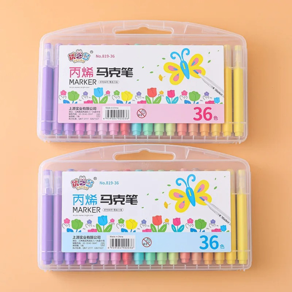 Набір маркерів 36 шт акрилові для малювання і творчості, Маркери для паперу, тканини, кераміки в пластиковому кейсі Кам'янець-Подільський - фото 5