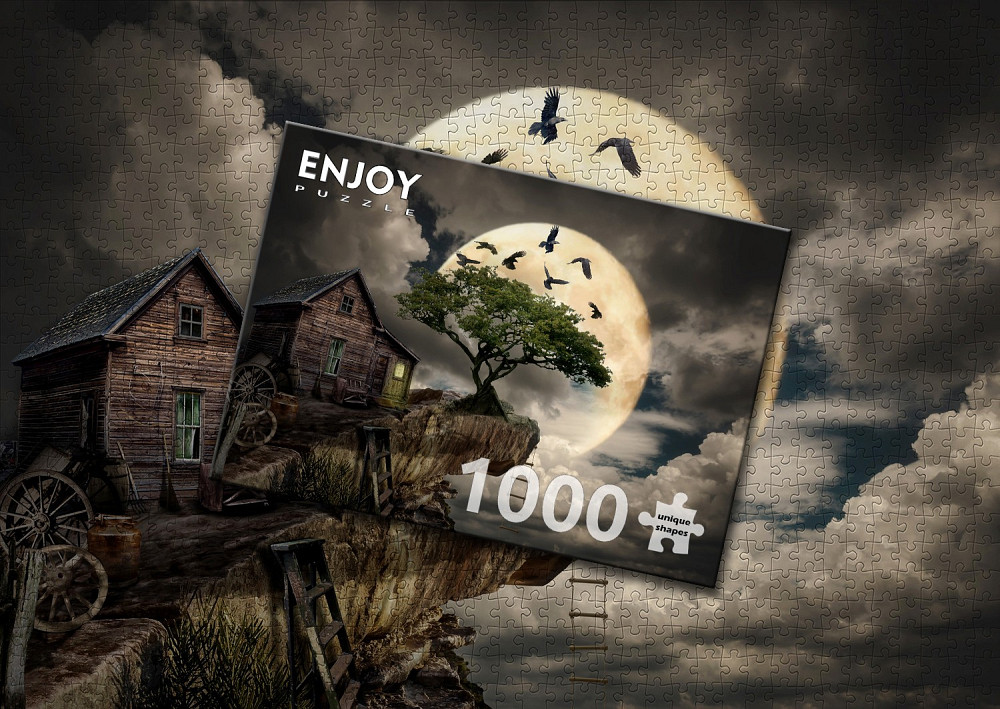 Пазл Зроблена з колод хатина на скелі - A Log Cabin on a Cliff (Enjoy-1614) Киев - изображение 6