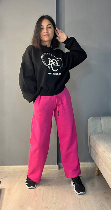 Штани жіночі OLIVIA 2236 спортивні кюлоти укорочені на флісі малинові, малиновий, ML Київ - фото 3