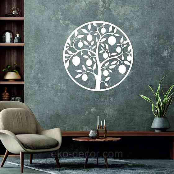 Декоративное настенное 3D Панно «Дерево в кругу» Декор на стену с объемом 50*50 см, Белый Киев