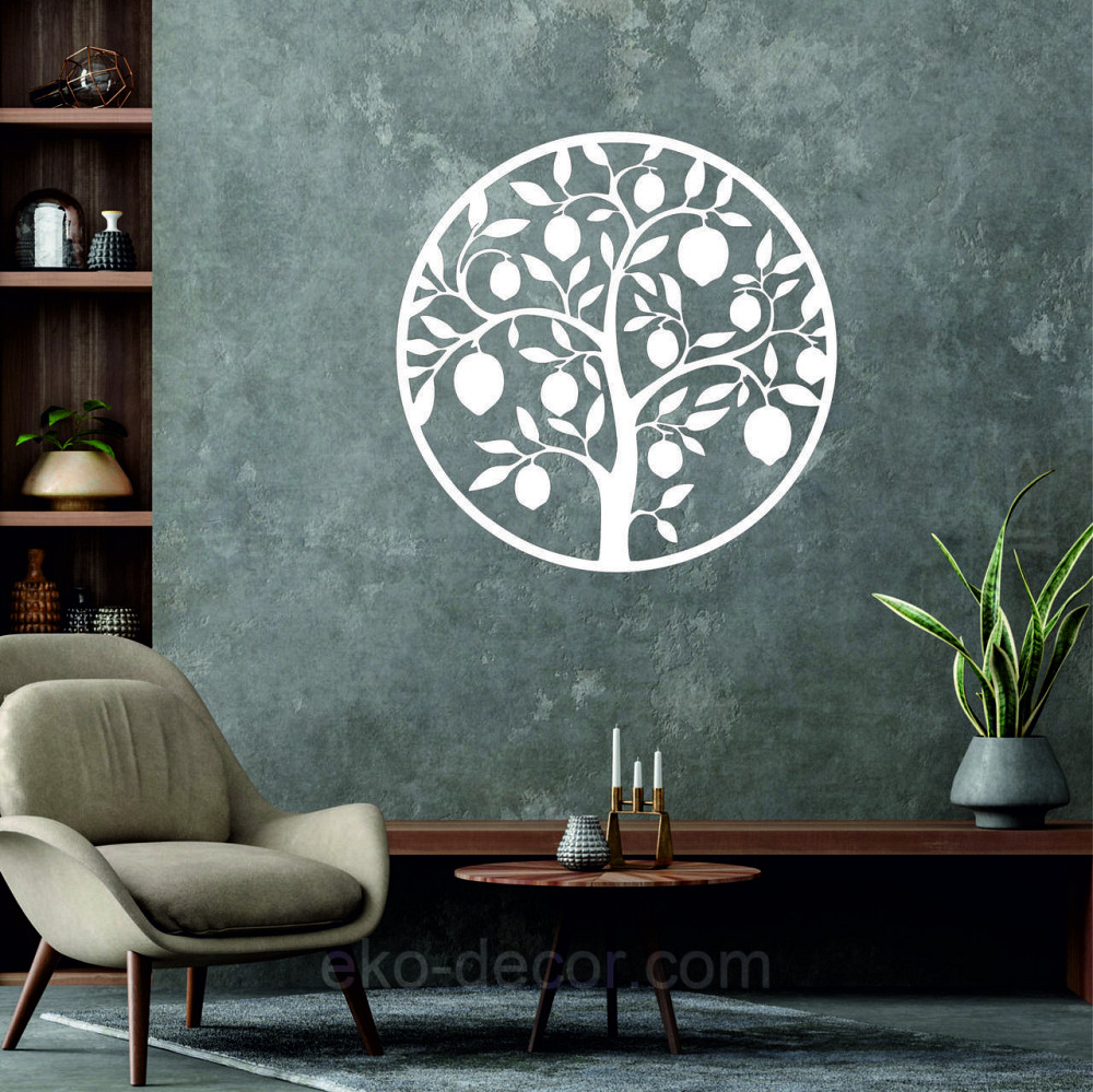 Декоративное настенное 3D Панно «Дерево в кругу» Декор на стену с объемом 50*50 см, Белый Киев - изображение 4