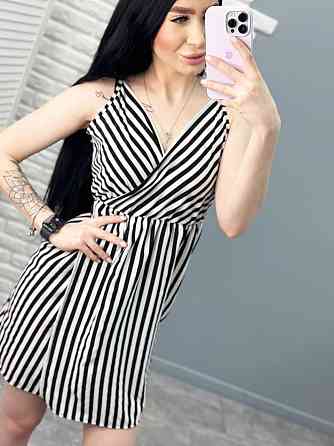 Літнє плаття-сарафан в смужку "Indiana" оптом | Батал | Розпродаж моделі Чорний Київ