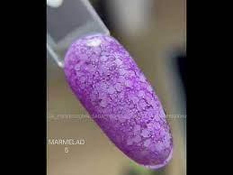 Гель-лак SAGA Marmelade №5 летняя коллекция мармеладовых оттенков (сиреневый с хлопьями) 9 мл. Киев - изображение 3