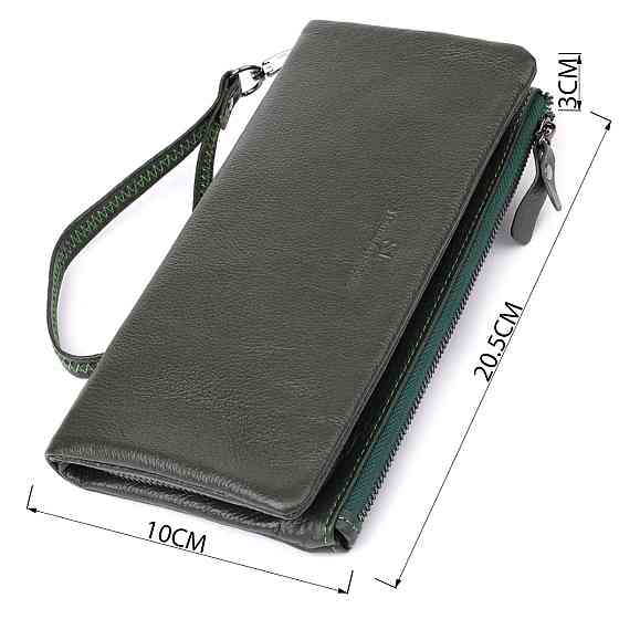 Зручний гаманець для жінок з ременем з натуральної шкіри ST Leather 23104 Зелений Київ