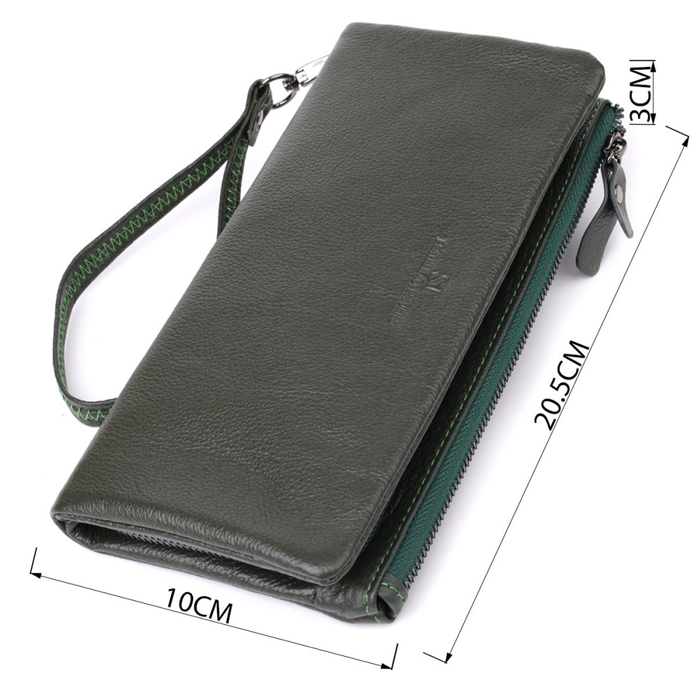 Зручний гаманець для жінок з ременем з натуральної шкіри ST Leather 23104 Зелений Київ - фото 3