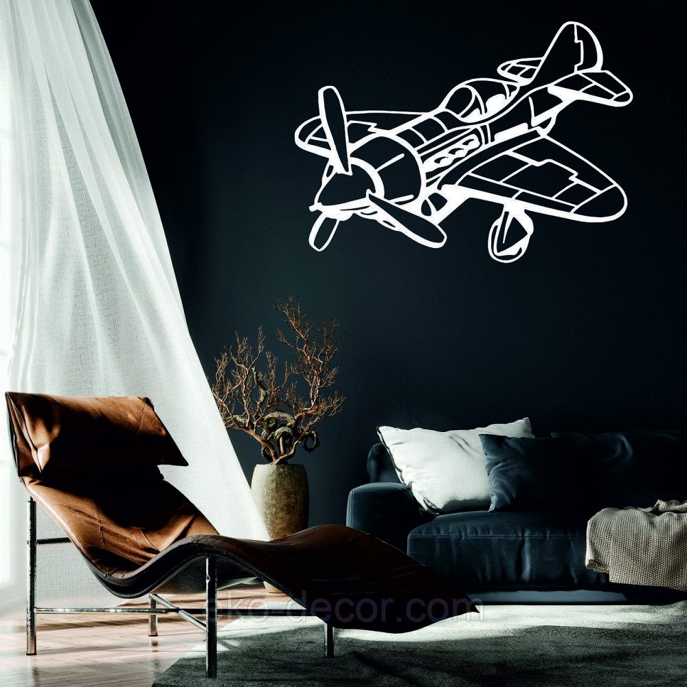 Декоративное настенное Панно «Самолет», Декор на стену 110*78 см, Белый Киев - изображение 1