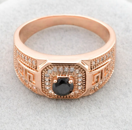 Печатка Xuping 11269 черные фианиты, позолота РО, ширина 10 мм, размер 20, вес 5,3 г, мужская Киев