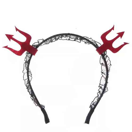 Обруч на Хэллоуин с рожками one size черно-красный Киев