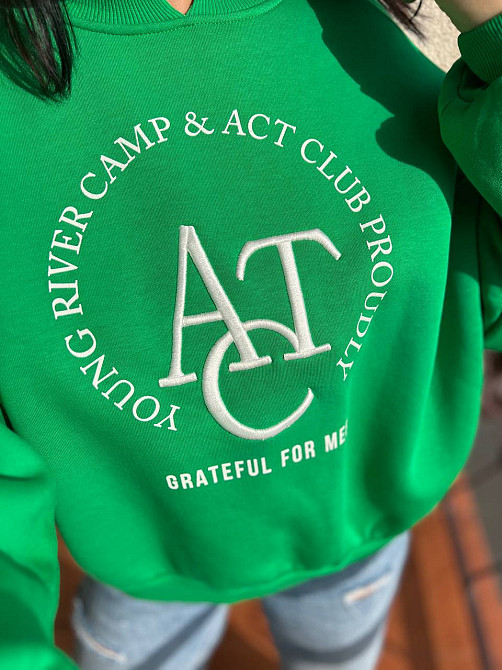 Світшот жіночий OLIVIA 2479 широкий оверсайз утеплений вишивка малюнок one size, зелений, one size Київ - фото 17