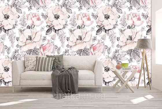 Шпалери вінілові на флізелін квіти троянди листя Київ
