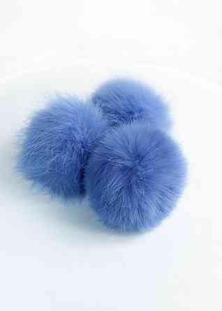 Меховой бубон на шапку из кролика 7-8 см Васильковый Харьков