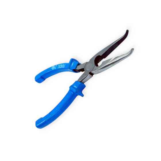 Длинногубцы изогнутые 200 мм синие ручки Мукачево