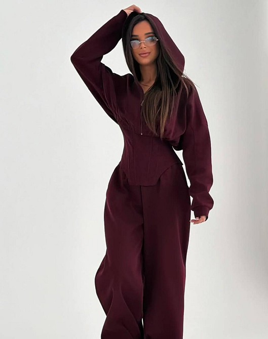 Жіночий стильний трендовий костюм-трійка петля Бордо, 42/44 Одеса - фото 7