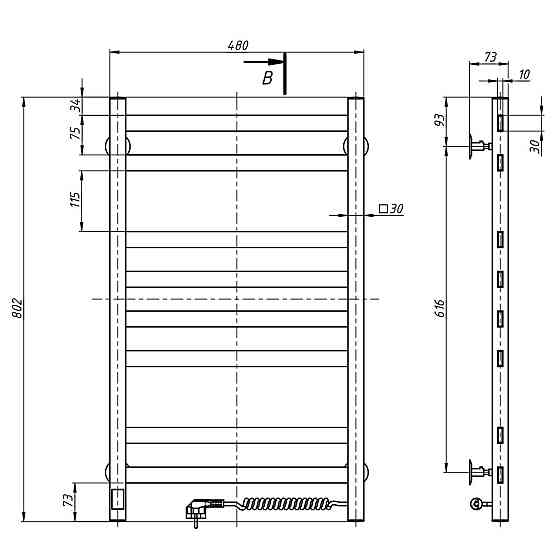 Полотенцесушитель Авангард 480х800 Sensor правый с таймером, матовое золото Киев