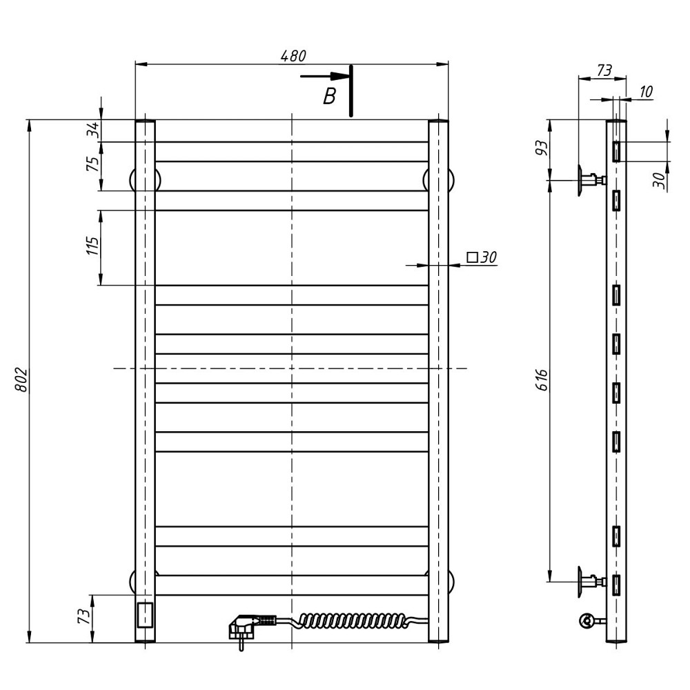 Полотенцесушитель Авангард 480х800 Sensor правый с таймером, матовое золото Киев - изображение 4