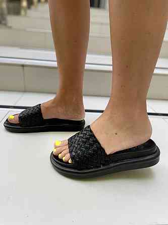 Seben Шльопанці жіночі зі штучної шкіри на плоскій підошві чорні Seben T115-1 р. 36-41 Коломия