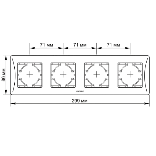 BINERA білий Рамка горизонтальна 4-а Videx Житомир