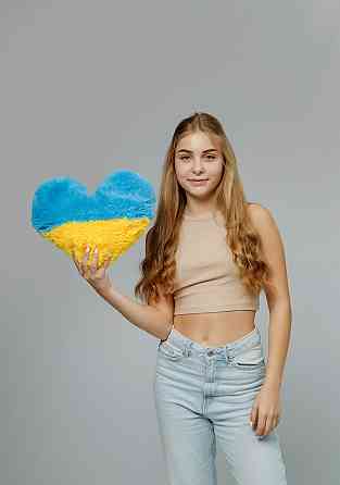 Плюшева подушка Серце 30 см. Жовто-синій Тернопіль