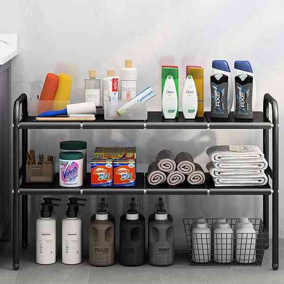 Полка для дома и кухни,прихожей, кладовки, ванной комнаты под раковину двухъярусная,трансформер,универсальная Каменец-Подольский