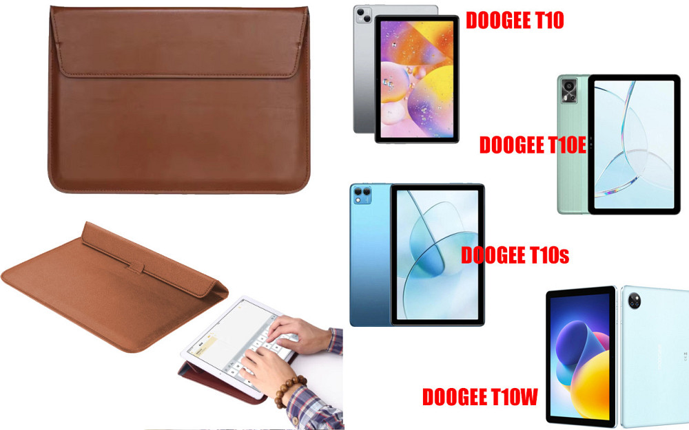 Чохол-конверт VitoCase для Doogee T10, з функцією підставки для планшета Чорний Коричневий Київ - фото 1