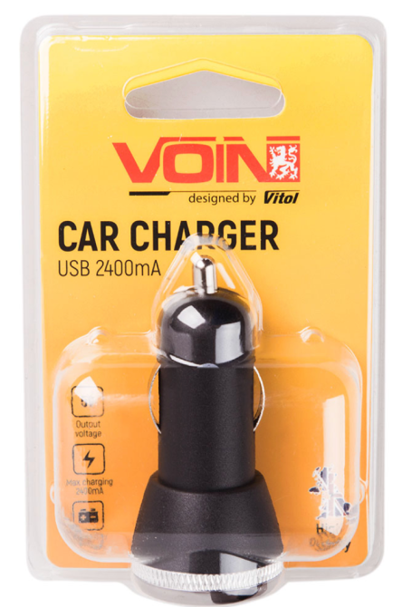 Зарядний пристрій 2USB C-2402BK 12V/24V/5V/2.4A VOIN Вінниця - фото 2