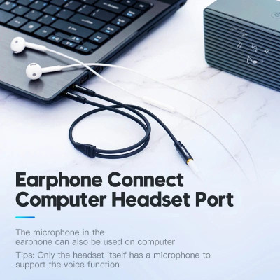 Кабель мультимедійний Jack 3.5mm 4pin F to 2X 3.5mm M Vention (BBTBY) Вінниця - фото 4