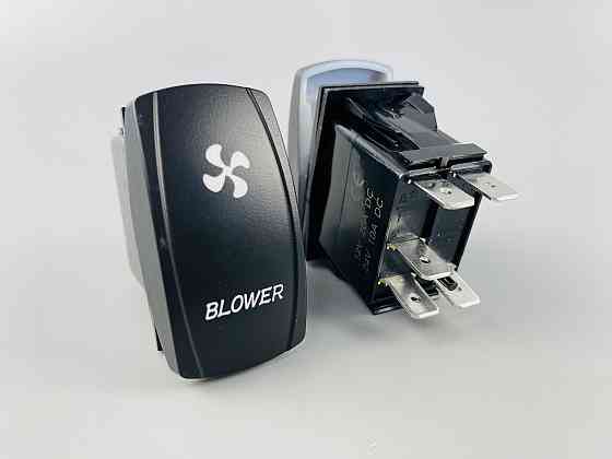 Клавіша вимикач ON-OFF, 4 ніжок, синя підсвітка, малюнок "додатковий вентилятор". Мукачево