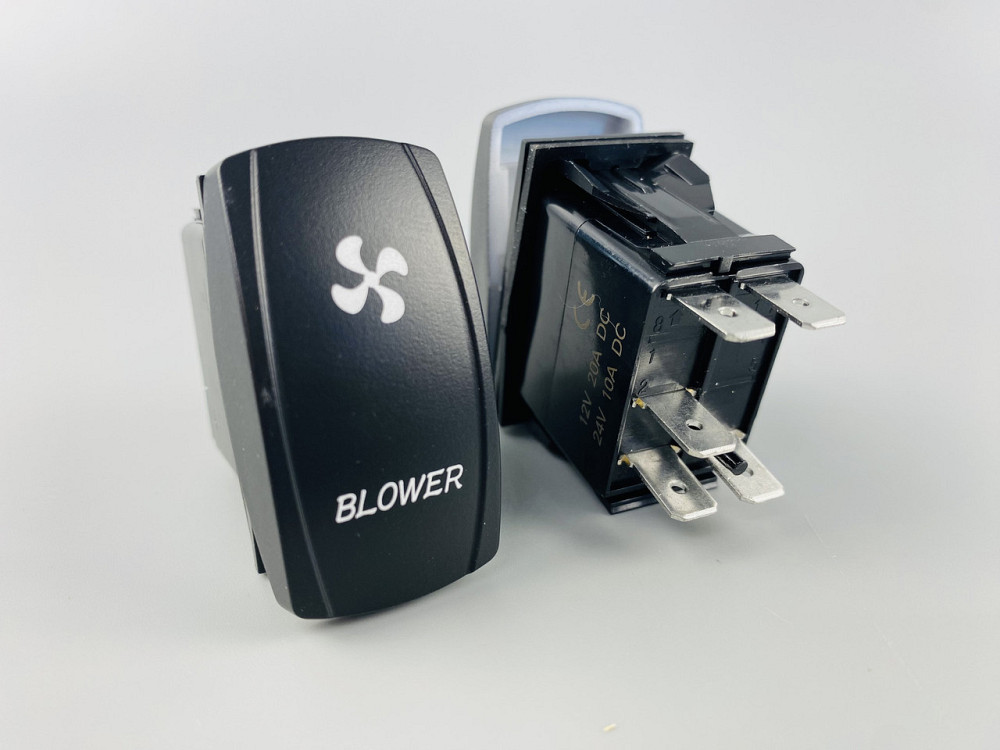 Клавіша вимикач ON-OFF, 4 ніжок, синя підсвітка, малюнок "додатковий вентилятор". Мукачево - фото 2