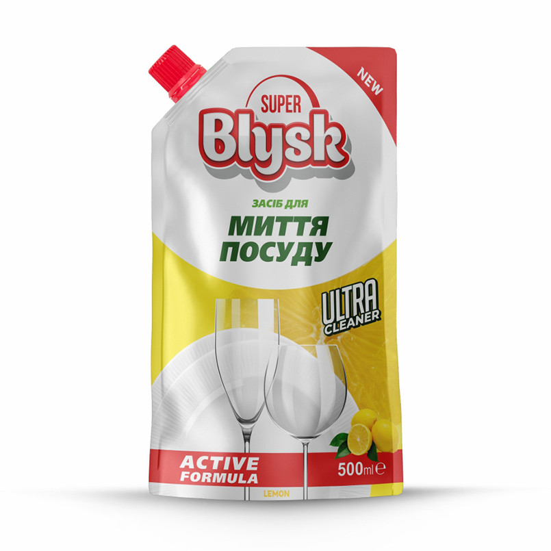 Средство для мытья посуды Super Blysk лимон дой-пак, 500мл Львов - изображение 1