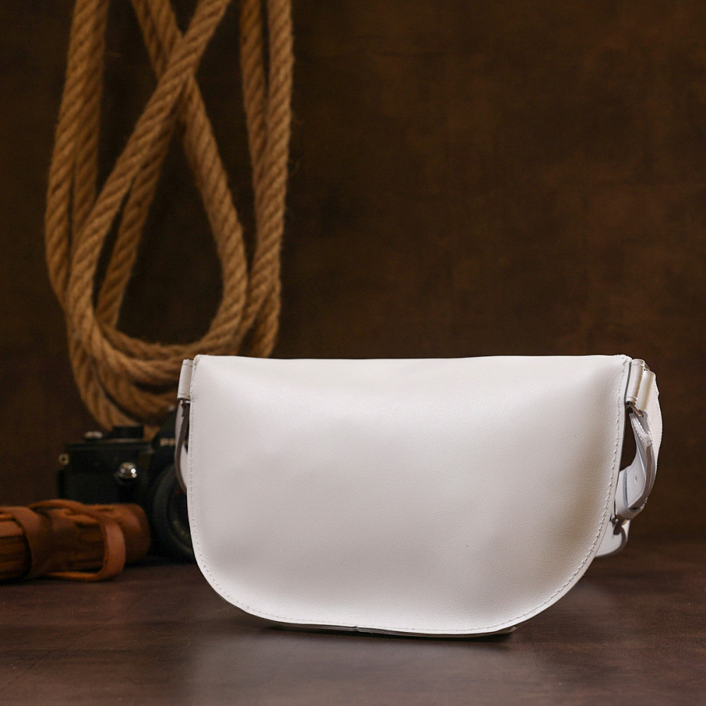 Кожаная женская бананка Shvigel 16384 Белый Киев - изображение 2