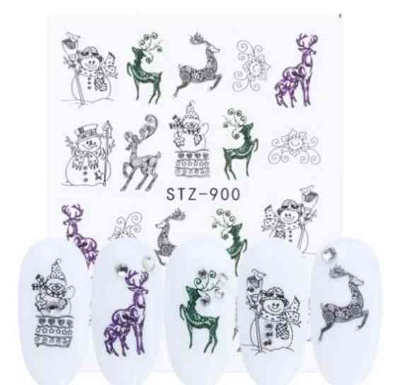Новорічні наклейки для нігтів - розмір наклейки 6*5см, інструкція в описі товару Київ