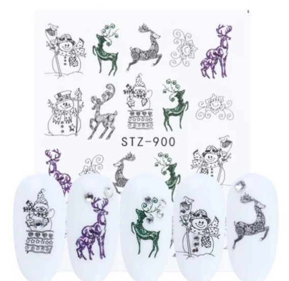 Новогодние наклейки для ногтей - размер наклейки 6*5см, инструкция в описании товара Киев - изображение 1