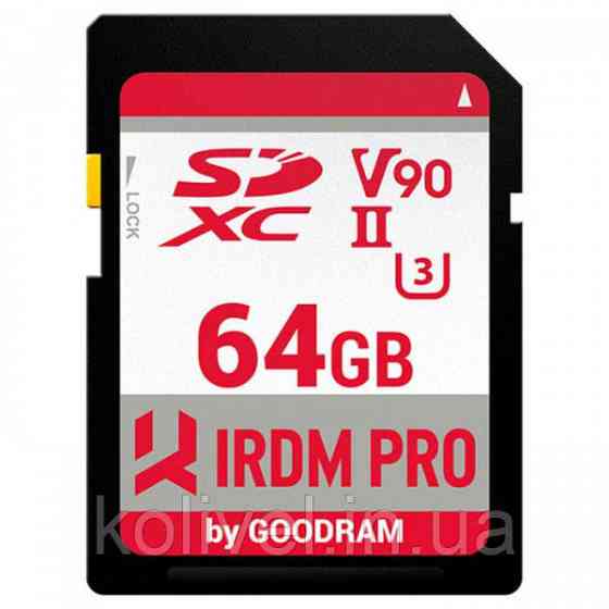 Memory card Secure Digital 64Gb GoodRAM IRDM PRO SDXC V90 UHS-II U3 Retail (IRP-S9B0-0640R11) Киев