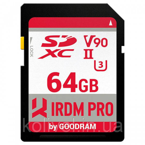 Memory card Secure Digital 64Gb GoodRAM IRDM PRO SDXC V90 UHS-II U3 Retail (IRP-S9B0-0640R11) Київ - фото 1
