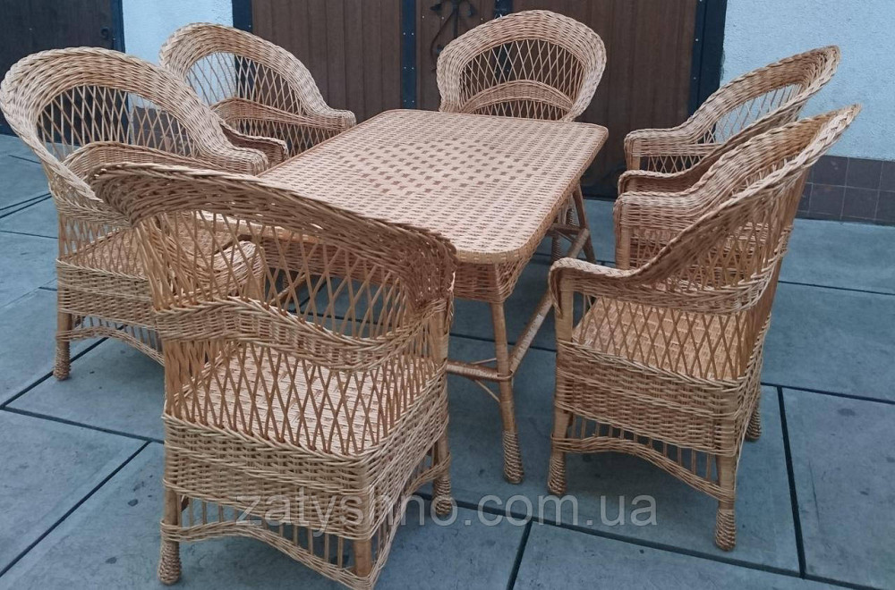 Мебель плетеная на шестерых с большим   столом из лозы Киев - изображение 6