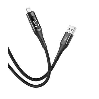 Дата кабель USB 2.0 AM to Lightning 1.0m 2.4A LED black XO (NB162-L-1-BK) Винница