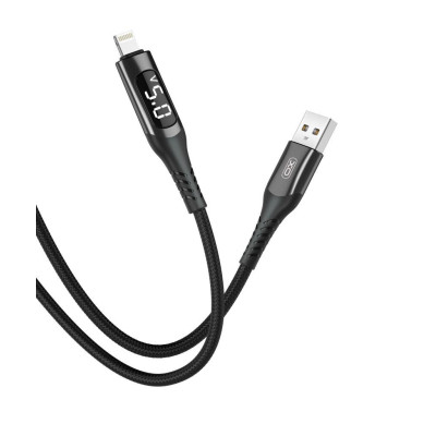 Дата кабель USB 2.0 AM to Lightning 1.0m 2.4A LED black XO (NB162-L-1-BK) Вінниця - фото 1