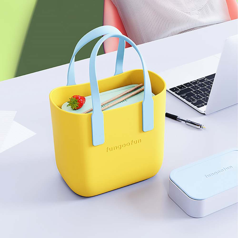 Сумка жіноча шопер силіконова на плече водонепроникна сумочка з підкладкою на блискавці Fungoofun, жовтий Кам'янець-Подільський - фото 8